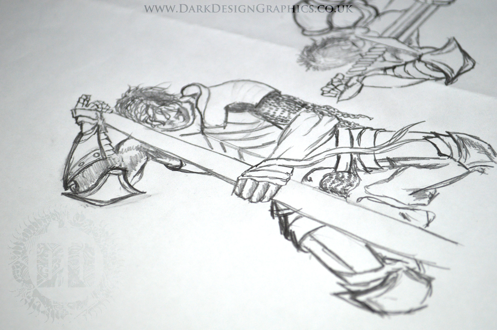 1000x665 Fallen Knight Tattoo Design - Kneeling Knight Drawing
