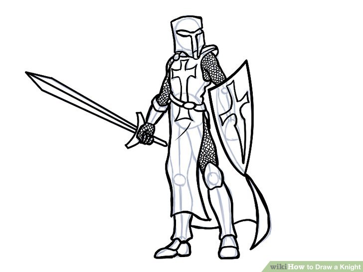 728x546 How To Draw A Knight - Kneeling Knight Drawing