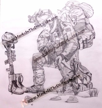 331x350 Marks In The Dirt New Drawings - Kneeling Soldier Drawing