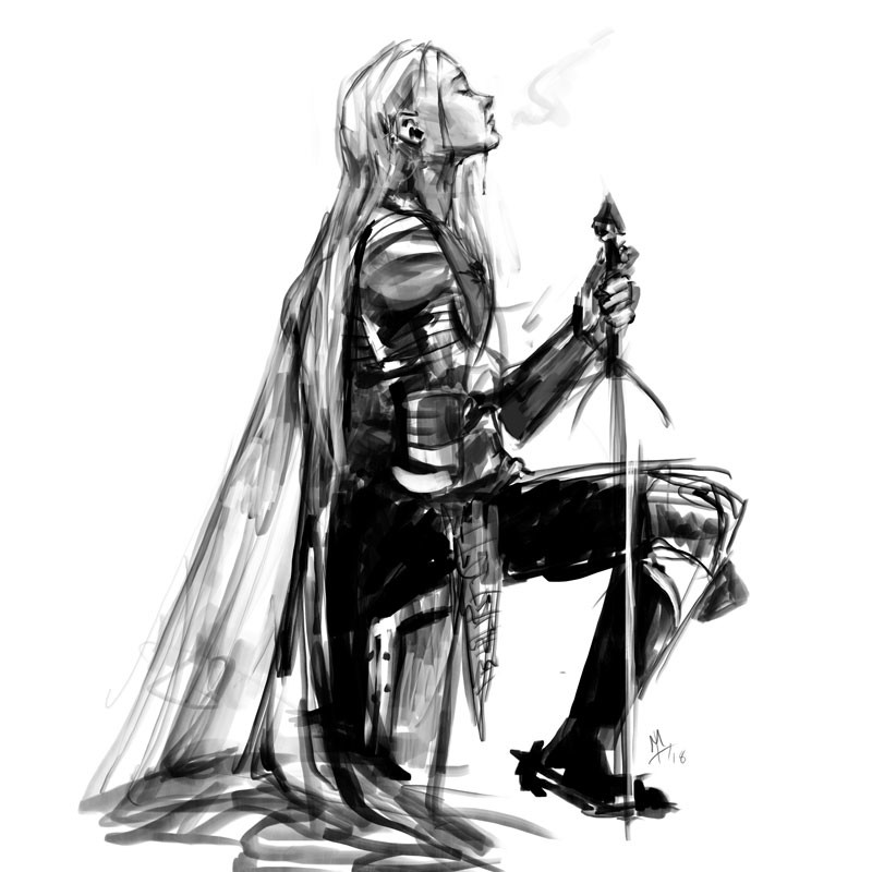 800x800 Morgan Thomas - Kneeling Soldier Drawing