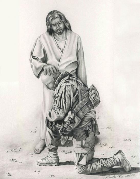 547x700 soldier kneeling in prayer image group - Kneeling Soldier Drawing