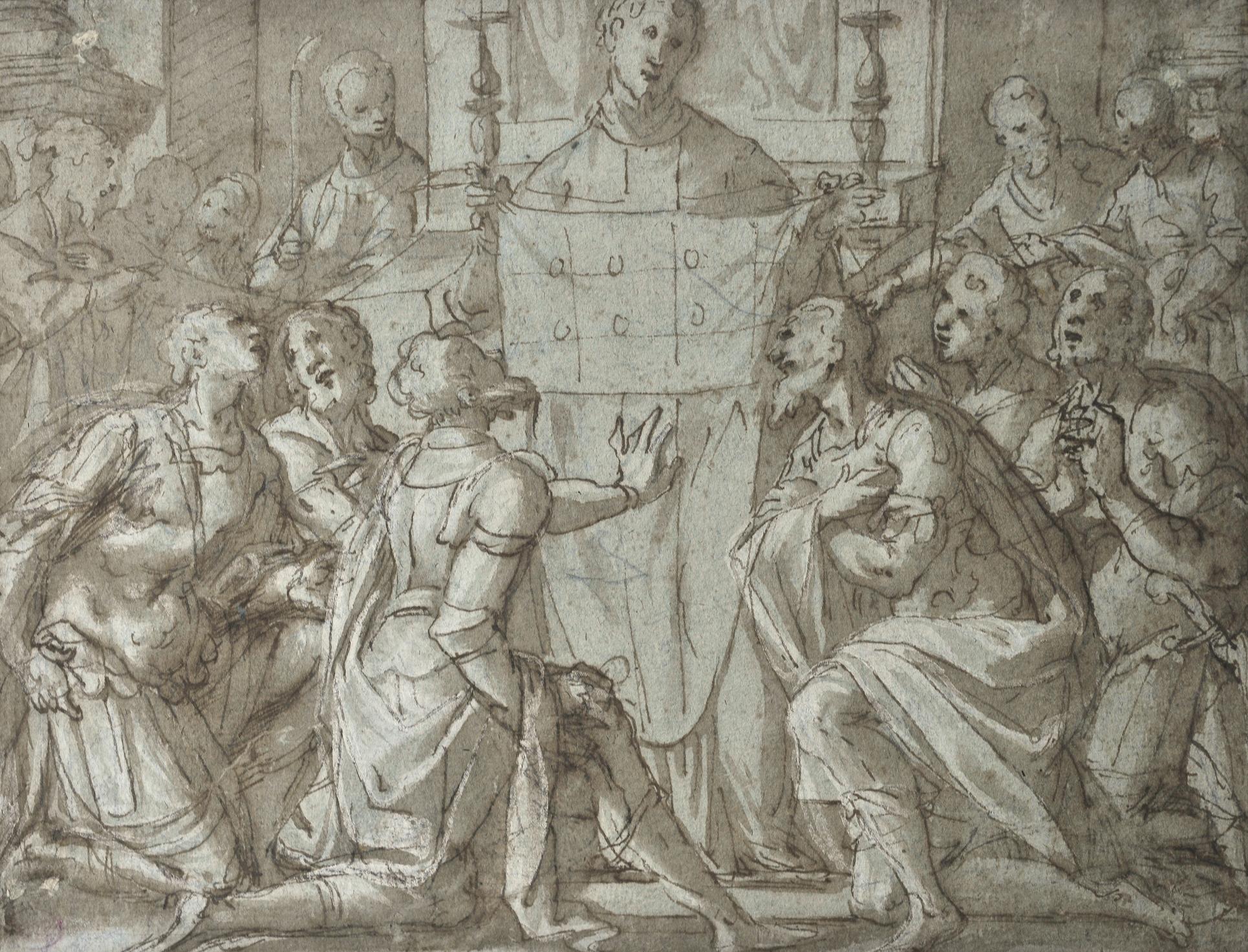 1930x1473 fiorini giovanni batista, kneeling soldiers before a miracle - Kneeling Soldier Drawing