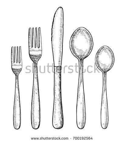409x470 drawn knife fork - Knife And Fork Drawing