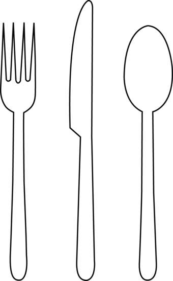 340x550 tableware line art transitional kindergarten spoon drawing - Knife And Fork Drawing