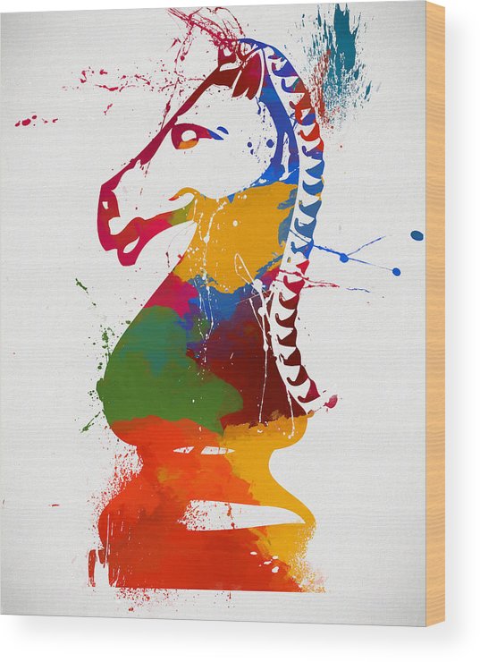 537x740 knight chess piece paint splatter wood print - Knight Chess Piece Drawing