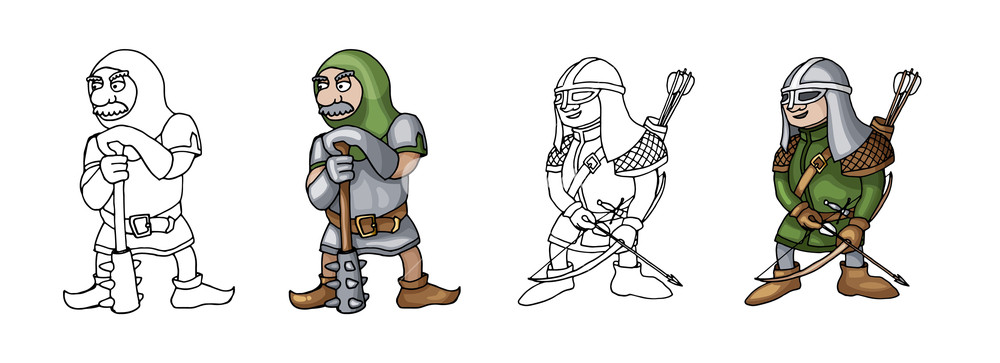 1000x363 Cartoon Knight Full Body Armor Suit Standing, European Like - Knight Drawing For Kids