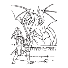230x230 Top Knight Coloring Pages For Kids - Knight Fighting Dragon Drawing