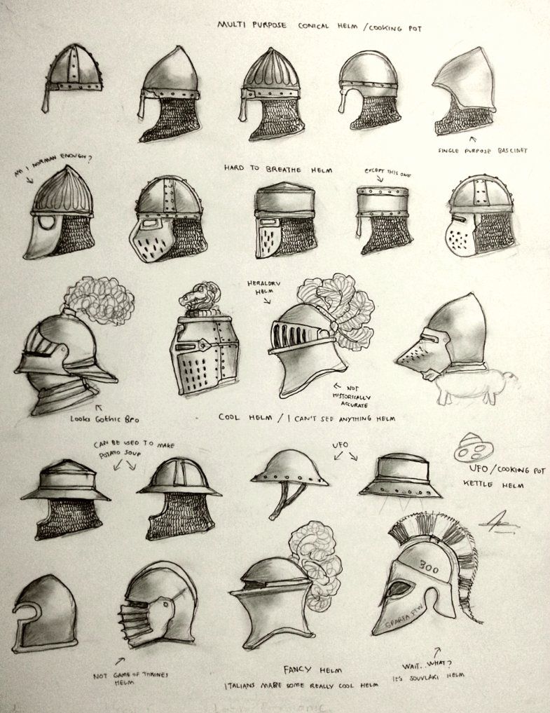 785x1017 Various Design And Types Of Helmet For The Historically Wrong - Knight Helmet Drawing