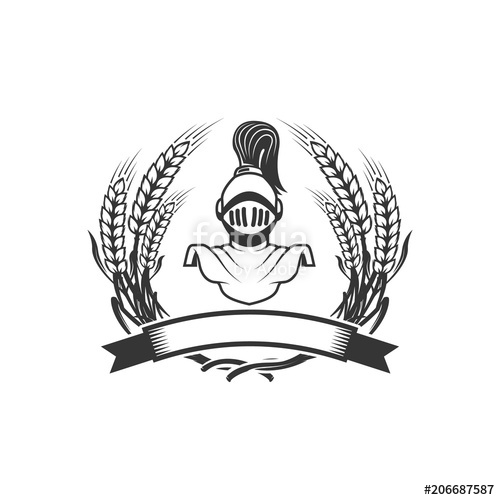 500x500 Emblem Template With Medieval Knight Helmet Design Element - Knight Helmet Drawing