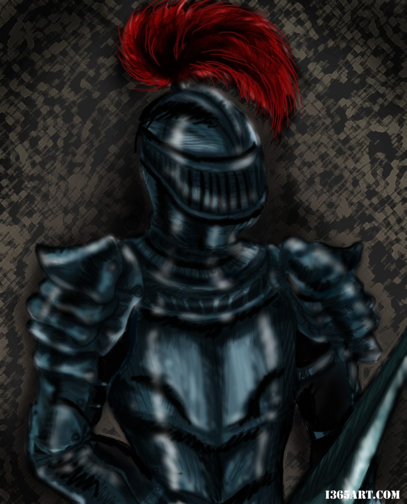 827x1024 Day - Knight In Armor Drawing