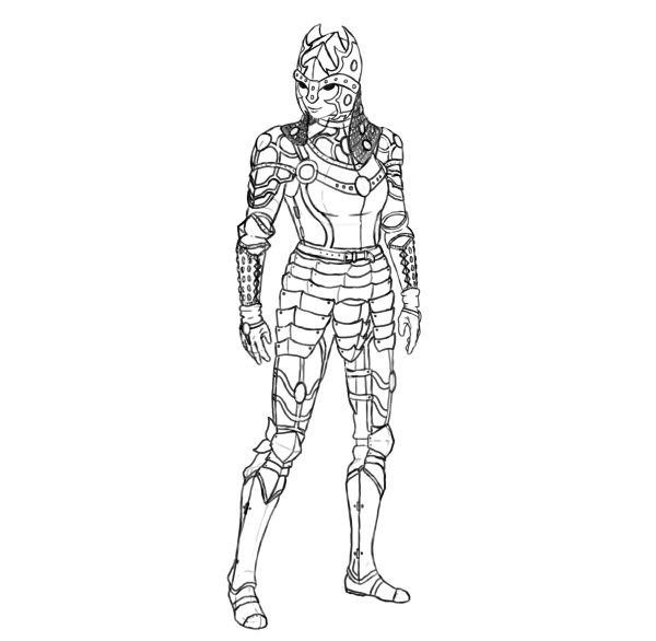 600x586 How To Design And Draw A Realistic Female Warrior - Knight In Armor Drawing