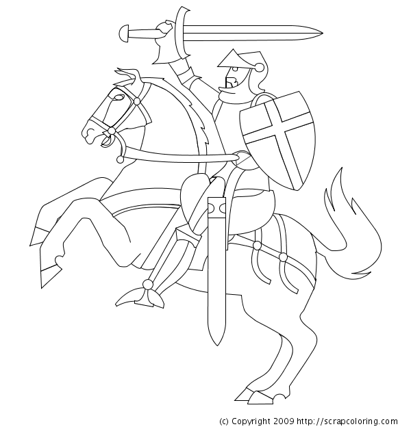 600x630 Knight Horse Coloring Pages - Knight On Horse Drawing