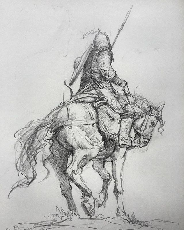 640x800 An Old Drawing Sold To A Person - Knight On Horse Drawing