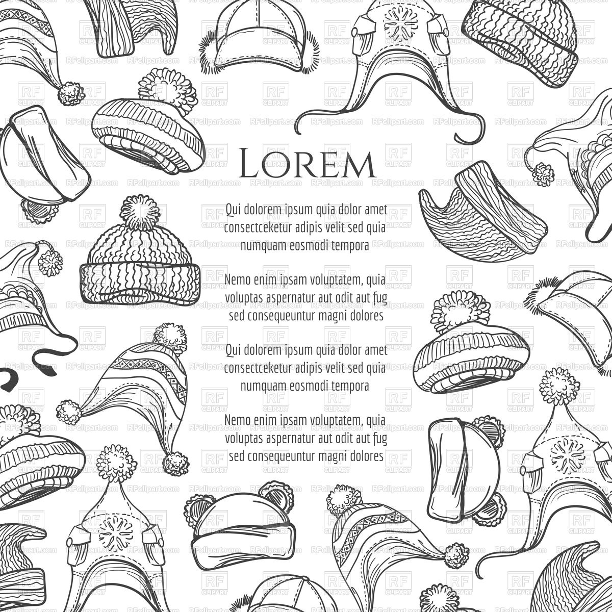 1200x1200 hand drawn winter knitting hat poster vector image of backgrounds - Knitting Drawing