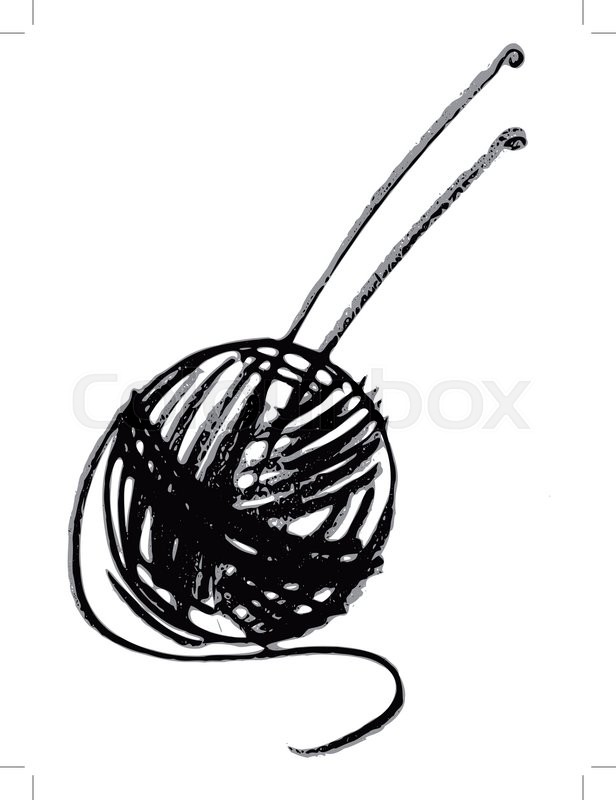 616x800 hand drawn, cartoon, sketch stock vector colourbox - Knitting Needles Drawing