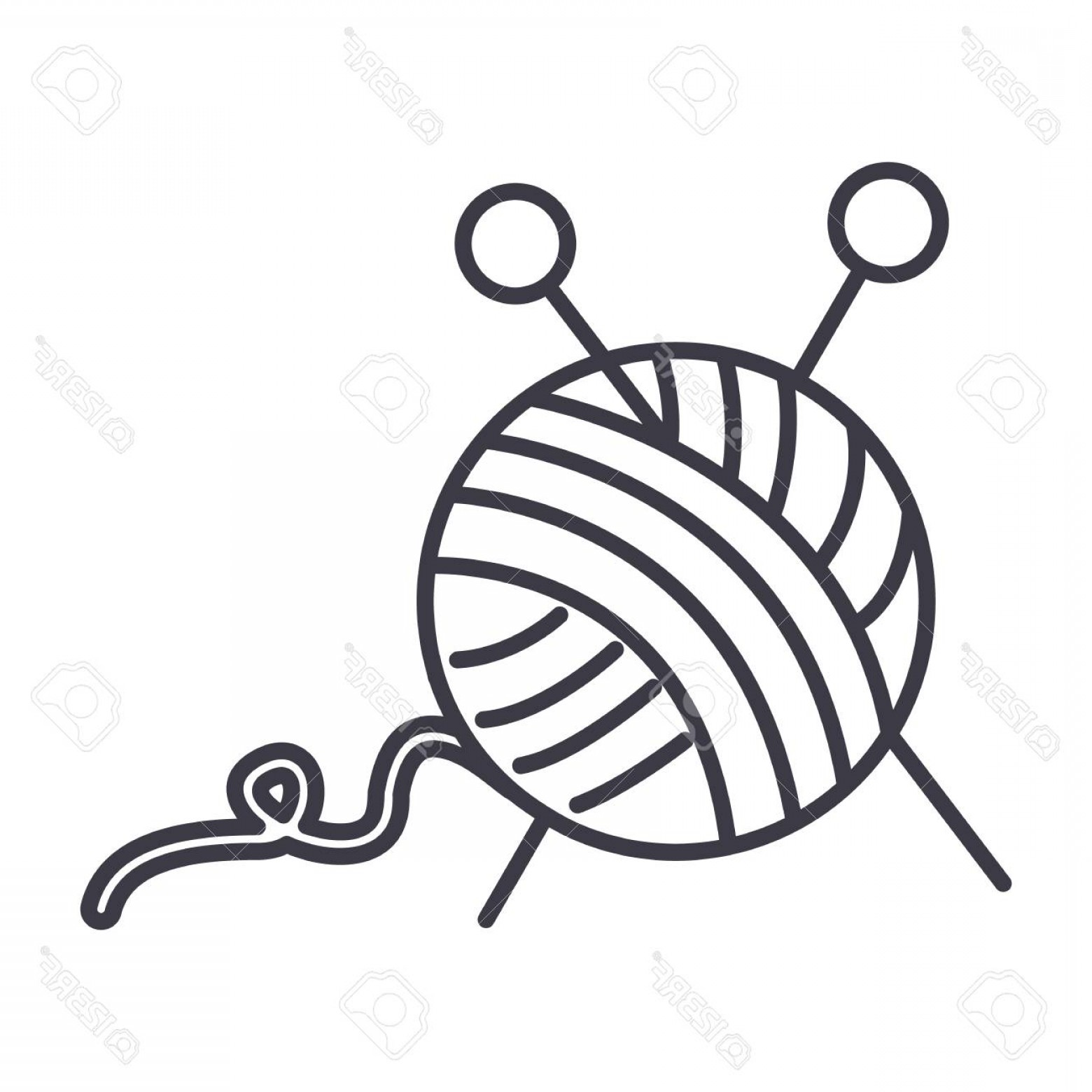 1560x1560 photostock vector sewing ball of yarn knitting needles vector line - Knitting Needles Drawing