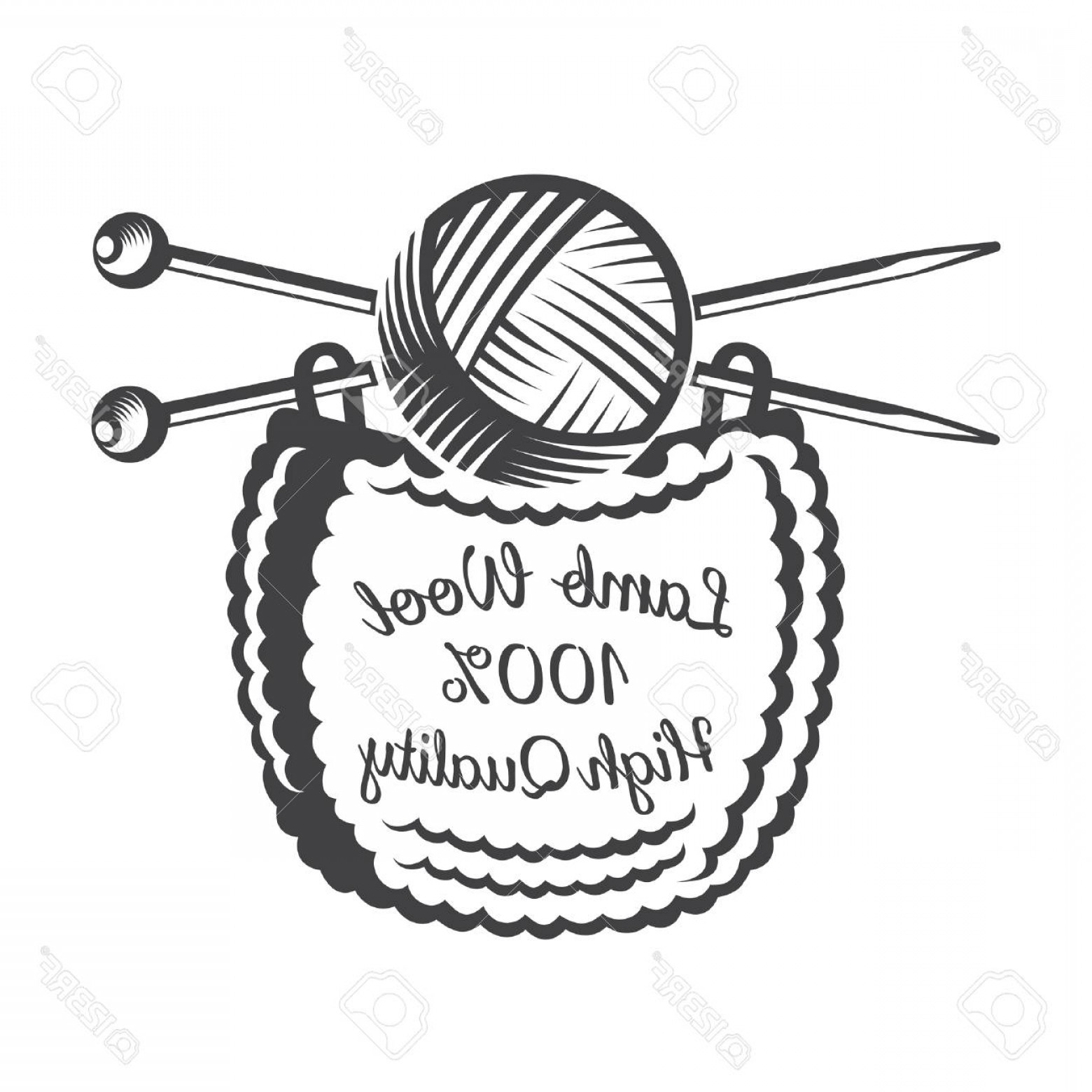 1560x1560 photostock vector yarn ball with crossed knitting needles - Knitting Needles Drawing