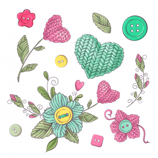 626x626 a set of knitted clothes clew knitting needles hand drawing - Knitting Needles Drawing