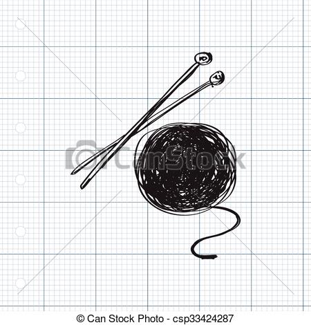 450x470 simple doodle of wool and knitting needles simple hand drawn - Knitting Needles Drawing