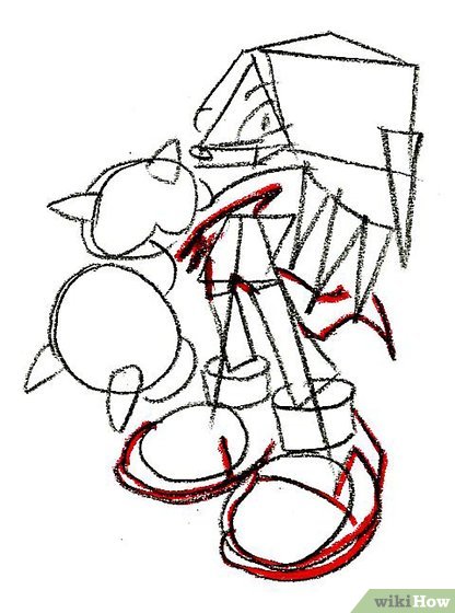 416x560 how to draw knuckles the echidna steps - Knuckles Drawing