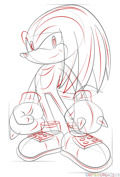 389x575 how to draw knuckles the echidna step - Knuckles Drawing
