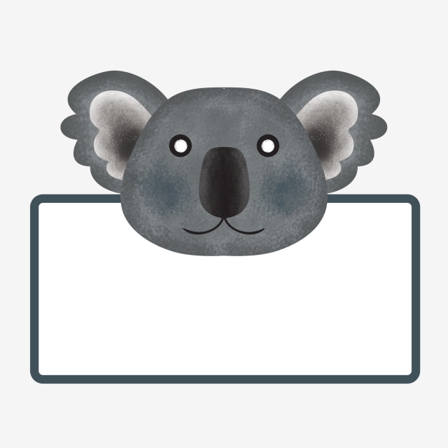 640x640 Hand Drawn Cartoon Animal Koala Bear Border Grey Painted,cartoon - Koala Bear Cartoon Drawing