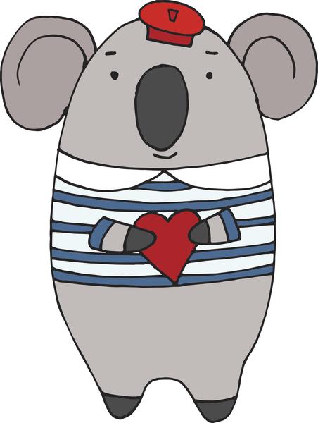 452x600 Happy French Valentine Koala Bear Cartoon Drawing Vinyl Decal - Koala Bear Cartoon Drawing