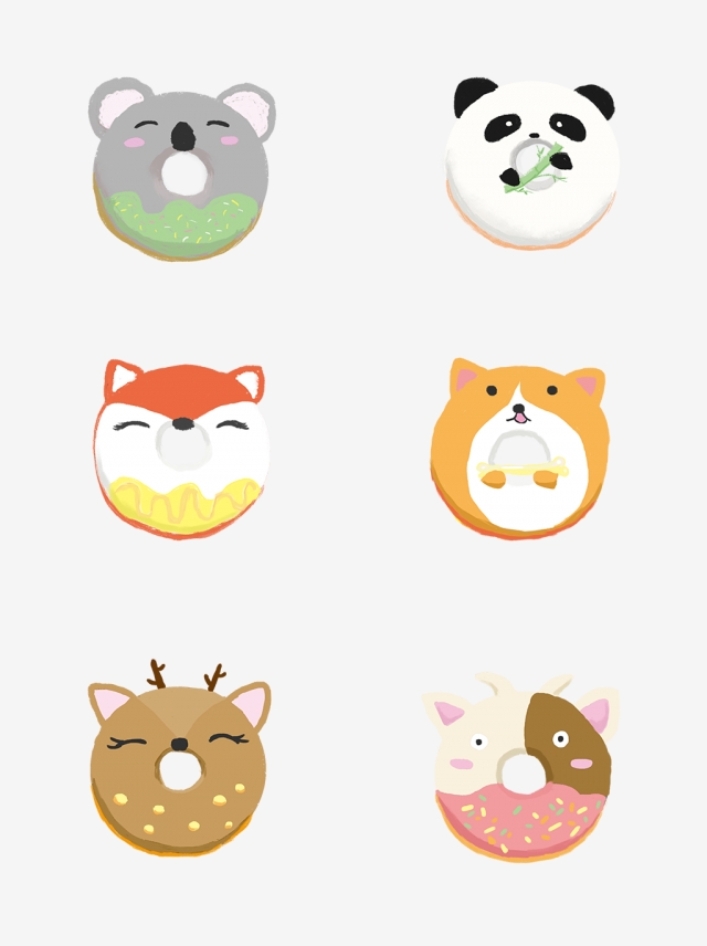 640x856 Commercial Cute Cartoon Animal Donut Koala Bear Fox Terrier - Koala Bear Cartoon Drawing