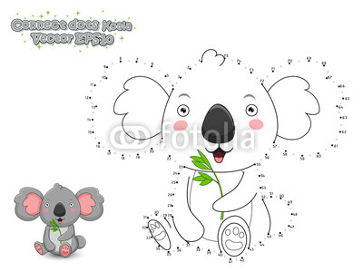 400x300 Connect The Dots And Draw Cute Cartoon Koala Educational Game - Koala Cartoon Drawing