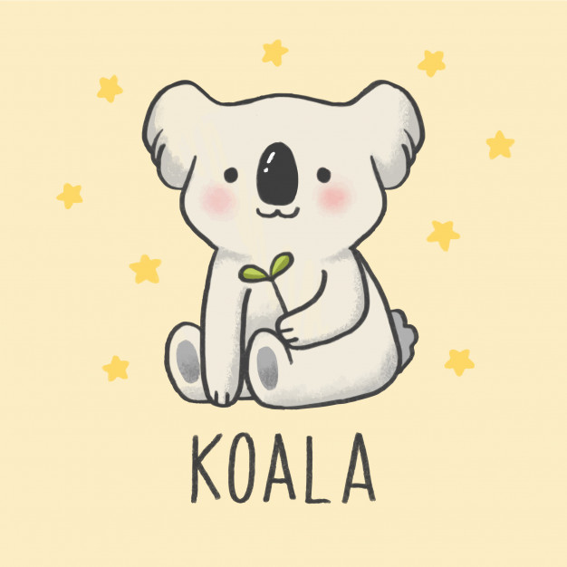 626x626 Cute Koala Cartoon Hand Drawn Style Vector Premium Download - Koala Cartoon Drawing