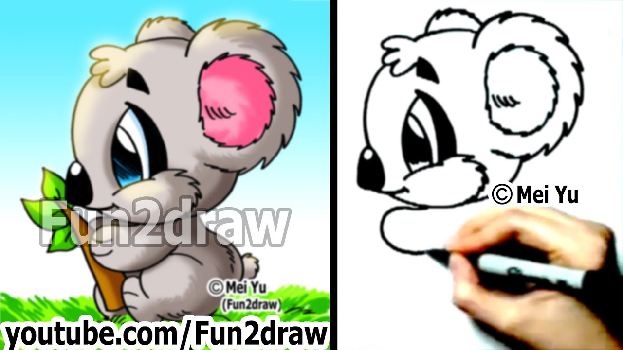 1280x720 How To Draw Cartoon Animals How To Draw A Koala - Koala Cartoon Drawing