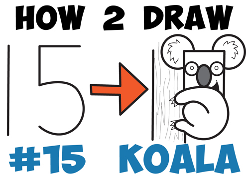 500x369 How To Draw A Cartoon Koala Bear From The Number - Koala Cartoon Drawing