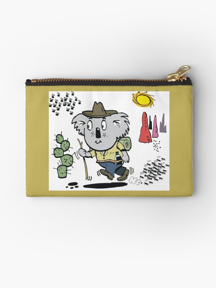 750x1000 Cartoon Of Happy Koala Bear Swagman In Outback Studio Pouches - Koala Cartoon Drawing