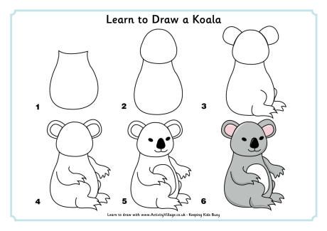 460x325 Learn To Draw A Koala How To Draw In Drawings, Animal - Koala Drawing Step By Step