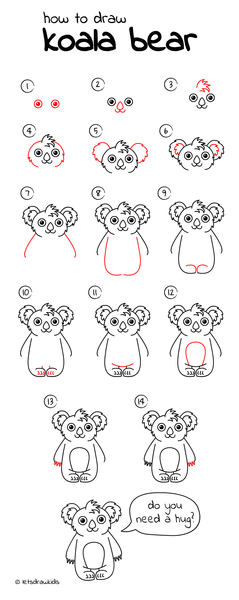 831x2086 Drawing Drawings, Easy Animal Drawings - Koala Drawing Step By Step