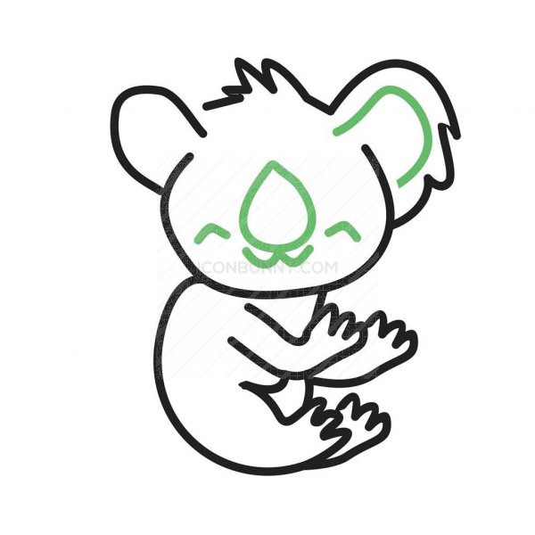 600x600 Koala Line Green Black Icon - Koala Line Drawing