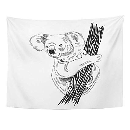 425x425 Emvency Tapestry Mandala Indian Tapestries - Koala Line Drawing