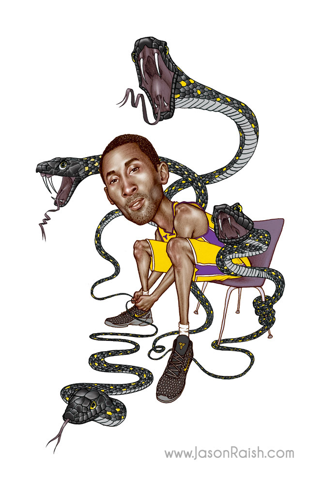 667x1000 Jason Raish Illustration - Kobe Bryant Cartoon Drawing