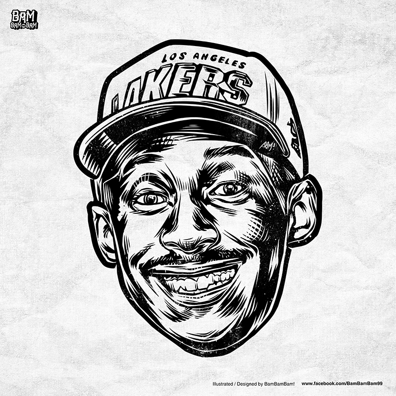 800x800 kobe bryant 'noir et blanc' portrait hooped up - Kobe Bryant Cartoon Drawing