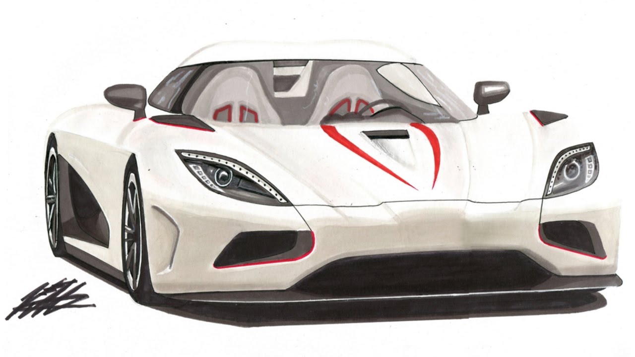 1280x720 realistic car drawing - Koenigsegg Drawing