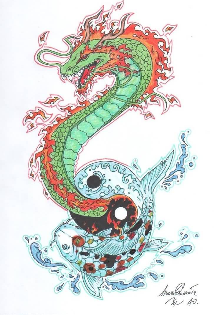 747x1070 Beautiful Koi Fish Dragon Drawing - Koi Dragon Drawing
