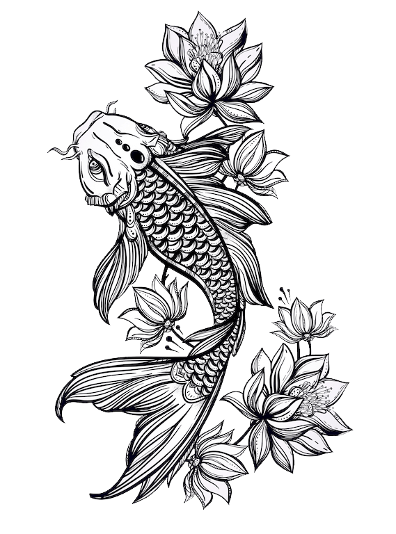 569x768 Story Of The Koi And The Dragon - Koi Dragon Drawing