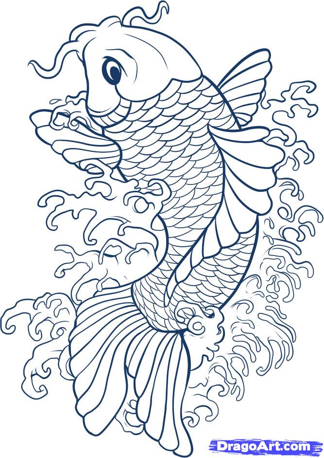 667x941 How To Draw A Koi, Step - Koi Drawing