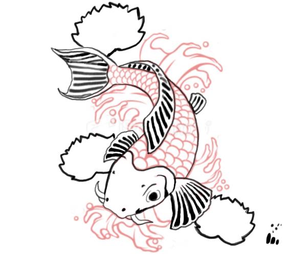 600x500 Koi Fish Drawings - Koi Drawing