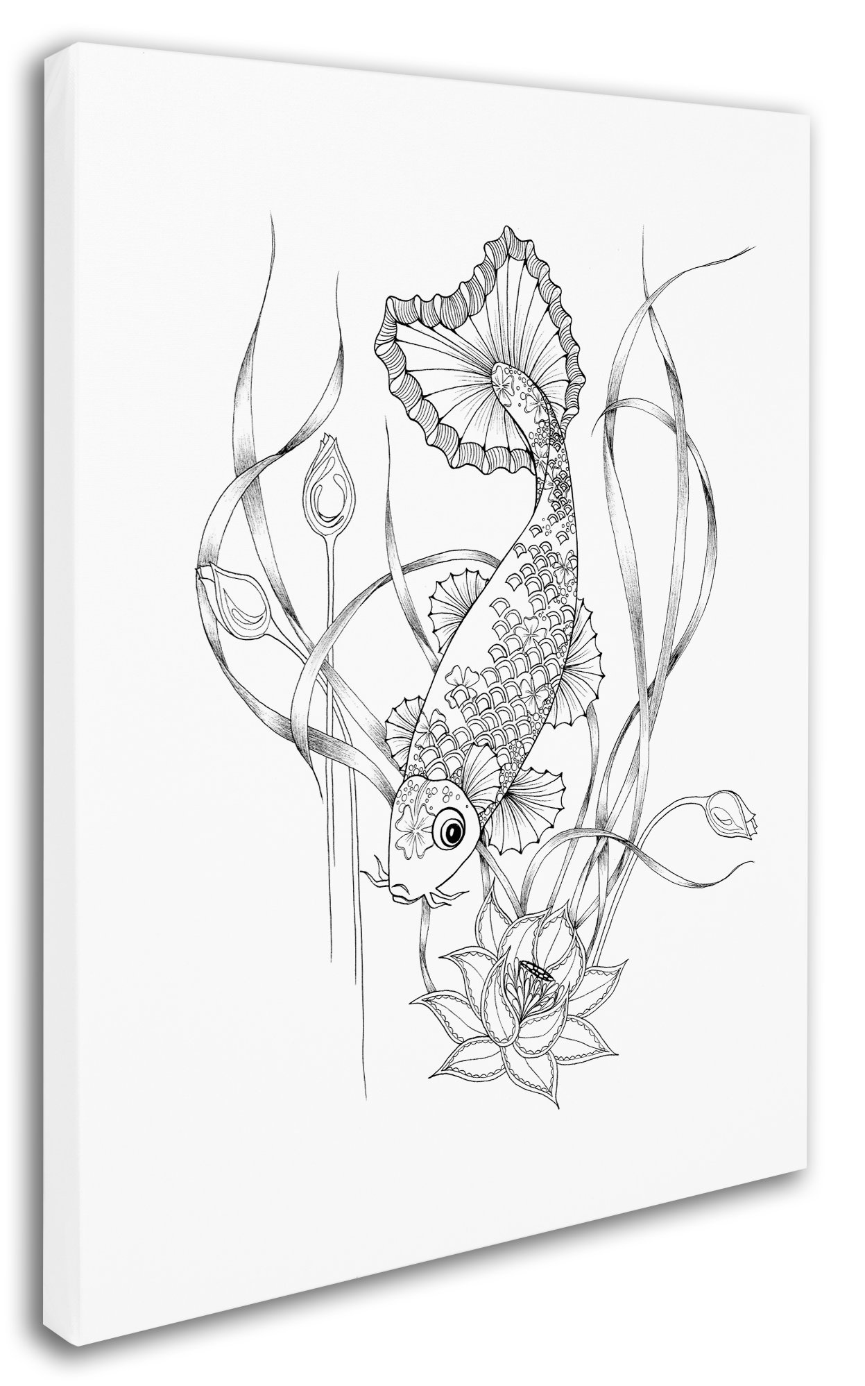 1247x1997 Trademark Art 'koi' Drawing Print On Wrapped Canvas Wayfair - Koi Drawing