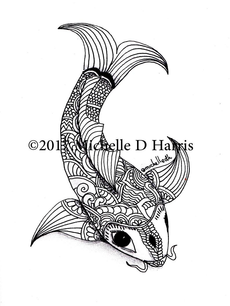 794x1055 zentangle koi print mandala koi print zentangle koi drawing etsy - Koi Drawing