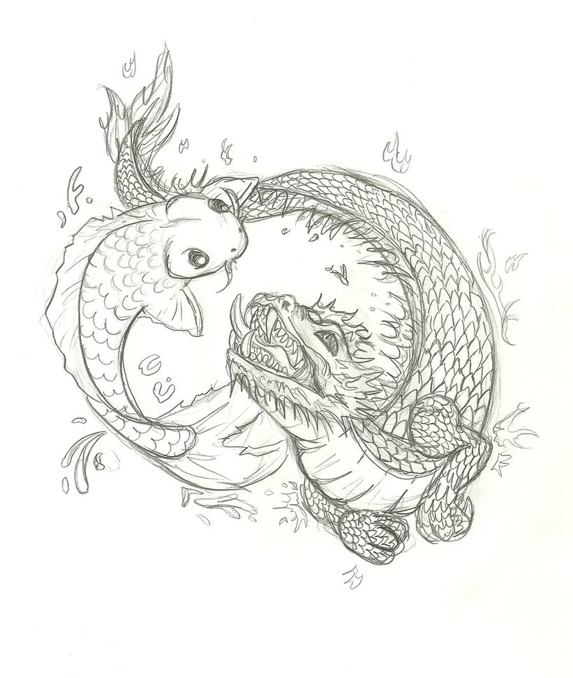821x972 Download Koi Dragon Tattoo - Koi Drawing Tattoo