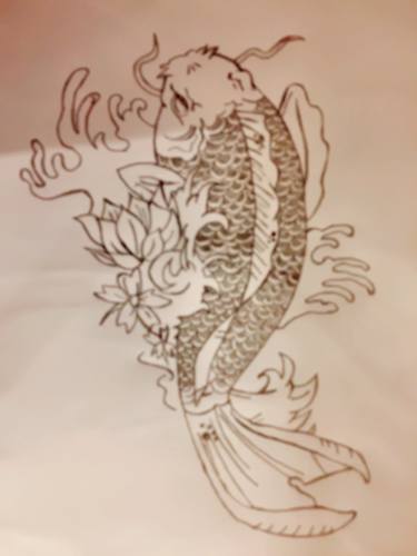 375x500 Fish Koi Drawing - Koi Drawing Tattoo