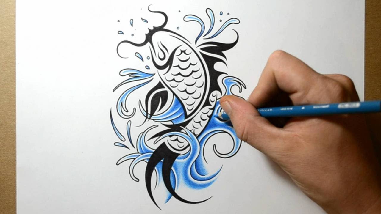 1280x720 How To Draw A Koi Fish Tattoo Design - Koi Drawing Tattoo