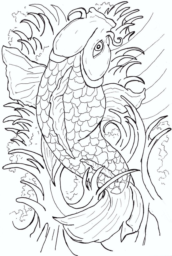 734x1087 Japanese Koi Fish Tattoo Drawing Tattoo Ideas - Koi Drawing Tattoo